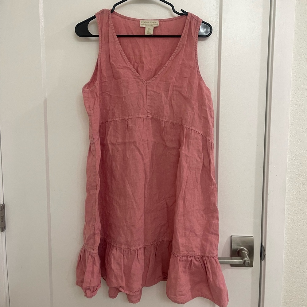 Linen Pink Luxury Ruffled Cynthia Rowley Dusty Rose Sleeveless Midi Dress